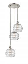  113B-3P-PN-G1213-8 - Athens Deco Swirl - 3 Light - 15 inch - Polished Nickel - Cord hung - Multi Pendant