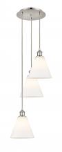  113B-3P-PN-GBC-81 - Berkshire - 3 Light - 15 inch - Polished Nickel - Cord Hung - Multi Pendant