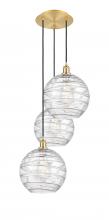  113B-3P-SG-G1213-12 - Athens Deco Swirl - 3 Light - 19 inch - Satin Gold - Cord hung - Multi Pendant