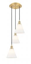  113B-3P-SG-GBC-81 - Berkshire - 3 Light - 15 inch - Satin Gold - Cord Hung - Multi Pendant