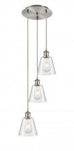  113B-3P-SN-G454 - Caton - 3 Light - 12 inch - Brushed Satin Nickel - Cord Hung - Multi Pendant