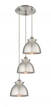  113B-3P-SN-M14-SN - Adirondack - 3 Light - 15 inch - Brushed Satin Nickel - Cord hung - Multi Pendant