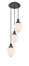  113F-3P-BK-G661-7 - Bullet - 3 Light - 14 inch - Matte Black - Cord hung - Multi Pendant