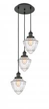  113F-3P-BK-G664-7 - Bullet - 3 Light - 14 inch - Matte Black - Cord hung - Multi Pendant