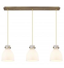  123-410-1PS-BB-G412-8WH - Newton Bell - 3 Light - 40 inch - Brushed Brass - Linear Pendant