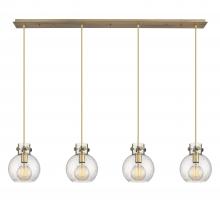  124-410-1PS-BB-G410-8SDY - Newton Sphere - 4 Light - 52 inch - Brushed Brass - Cord hung - Linear Pendant