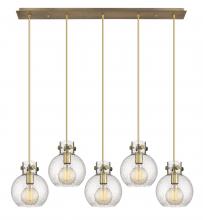  125-410-1PS-BB-G410-8SDY - Newton Sphere - 5 Light - 40 inch - Brushed Brass - Cord hung - Linear Pendant