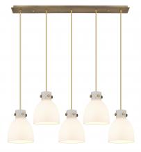  125-410-1PS-BB-G412-8WH - Newton Bell - 5 Light - 40 inch - Brushed Brass - Linear Pendant