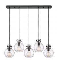  125-410-1PS-BK-G410-8SDY - Newton Sphere - 5 Light - 40 inch - Matte Black - Cord hung - Linear Pendant