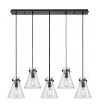  125-410-1PS-BK-G411-8SDY - Newton Cone - 5 Light - 40 inch - Matte Black - Linear Pendant