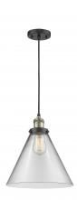  201C-BAB-G42-L - Cone - 1 Light - 12 inch - Black Antique Brass - Cord hung - Mini Pendant