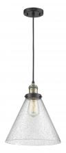  201C-BAB-G44-L - Cone - 1 Light - 12 inch - Black Antique Brass - Cord hung - Mini Pendant