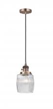  201CSW-AC-G302 - Colton - 1 Light - 6 inch - Antique Copper - Cord hung - Mini Pendant