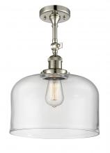  201F-PN-G72-L - Bell - 1 Light - 12 inch - Polished Nickel - Semi-Flush Mount