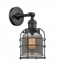  203-BK-G53-CE - Bell Cage - 1 Light - 6 inch - Matte Black - Sconce