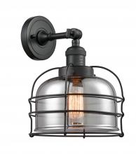  203-BK-G73-CE - Bell Cage - 1 Light - 9 inch - Matte Black - Sconce