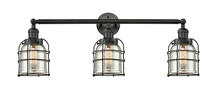  205-BK-G58-CE - Bell Cage - 3 Light - 31 inch - Matte Black - Bath Vanity Light