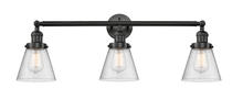  205-BK-G64-LED - Cone - 3 Light - 30 inch - Matte Black - Bath Vanity Light