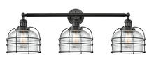  205-BK-G74-CE - Bell Cage - 3 Light - 34 inch - Matte Black - Bath Vanity Light