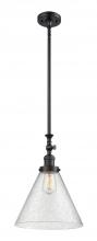  206-BK-G44-L - Cone - 1 Light - 12 inch - Matte Black - Stem Hung - Mini Pendant