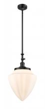  206-BK-G661-12 - Bullet - 1 Light - 12 inch - Matte Black - Stem Hung - Mini Pendant