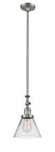  206-SN-G42 - Cone - 1 Light - 8 inch - Brushed Satin Nickel - Stem Hung - Mini Pendant