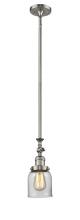  206-SN-G52 - Bell - 1 Light - 5 inch - Brushed Satin Nickel - Stem Hung - Mini Pendant