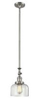  206-SN-G72 - Bell - 1 Light - 8 inch - Brushed Satin Nickel - Stem Hung - Mini Pendant