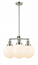  207-PN-G201-8 - Beacon - 3 Light - 22 inch - Polished Nickel - Stem Hung - Chandelier