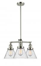  207-PN-G44 - Cone - 3 Light - 22 inch - Polished Nickel - Stem Hung - Chandelier