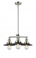  207-PN-M5 - Railroad - 3 Light - 19 inch - Polished Nickel - Stem Hung - Chandelier