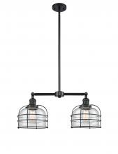  209-BK-G72-CE - Bell Cage - 2 Light - 24 inch - Matte Black - Stem Hung - Island Light