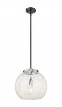  221-1S-BAB-G1216-14WM - White Mouchette - 1 Light - 14 inch - Black Antique Brass - Stem Hung - Pendant