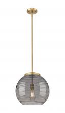  221-1S-BB-G1213-14SM - Athens Deco Swirl - 1 Light - 14 inch - Brushed Brass - Stem Hung - Pendant