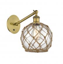  317-1W-BB-G122-8RB - Farmhouse Rope - 1 Light - 8 inch - Brushed Brass - Sconce