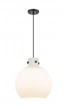  410-1PL-BK-G410-14WH - Newton Sphere - 1 Light - 14 inch - Matte Black - Cord hung - Pendant