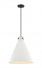  410-1PL-BK-M411-18W - Newton Cone - 1 Light - 18 inch - Matte Black - Cord hung - Pendant