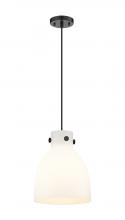  410-1PM-BK-G412-10WH - Newton Bell - 1 Light - 10 inch - Matte Black - Cord hung - Pendant