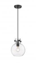  410-1PS-BK-G410-8CL - Newton Sphere - 1 Light - 8 inch - Matte Black - Cord hung - Pendant