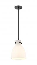  410-1PS-BK-G412-8WH - Newton Bell - 1 Light - 8 inch - Matte Black - Cord hung - Pendant