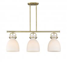  410-3I-BB-G412-10WH - Newton Bell - 3 Light - 42 inch - Brushed Brass - Island Light