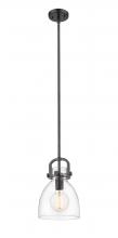  412-1S-BK-8CL - Newton Bell - 1 Light - 8 inch - Matte Black - Cord hung - Mini Pendant