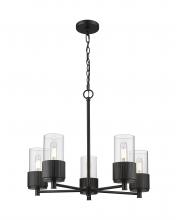  428-5CR-BK-G428-7CL - Bolivar - 5 Light - 25 inch - Matte Black - Chain Hung - Chandelier