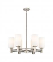  434-6CR-SN-G434-7WH - Crown Point - 6 Light - 24 inch - Satin Nickel - Chandelier