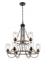  442-9CR-BK-G4424 - Paladin - 9 Light - 32 inch - Matte Black - Chain Hung - Chandelier