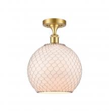  516-1C-SG-G121-10CSN - Farmhouse Chicken Wire - 1 Light - 10 inch - Satin Gold - Semi-Flush Mount