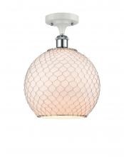  516-1C-WPC-G121-10CSN - Farmhouse Chicken Wire - 1 Light - 10 inch - White Polished Chrome - Semi-Flush Mount