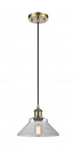  516-1P-AB-G132 - Orwell - 1 Light - 8 inch - Antique Brass - Cord hung - Mini Pendant