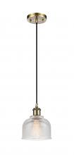  516-1P-AB-G412 - Dayton - 1 Light - 6 inch - Antique Brass - Cord hung - Mini Pendant