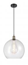  516-1P-BAB-G124-14 - Athens - 1 Light - 14 inch - Black Antique Brass - Cord hung - Pendant